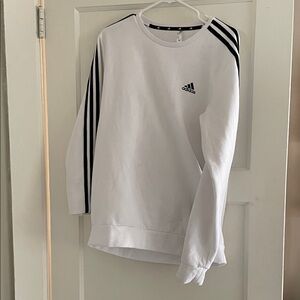 Adidas White Sweatshirt with Black Stripes